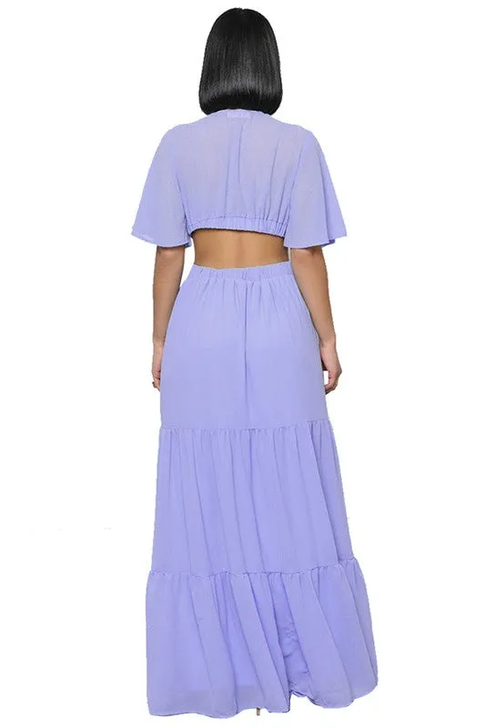 Lavender Sexy Chiffon Maxi Dress