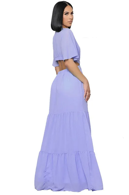 Lavender Sexy Chiffon Maxi Dress