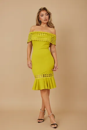 Lime Crochet Band Off Shoulder Dress