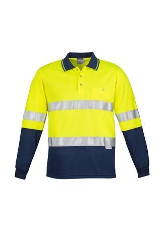 Mens Hi Vis Spliced Polo - Long Sleeve Hoop Taped