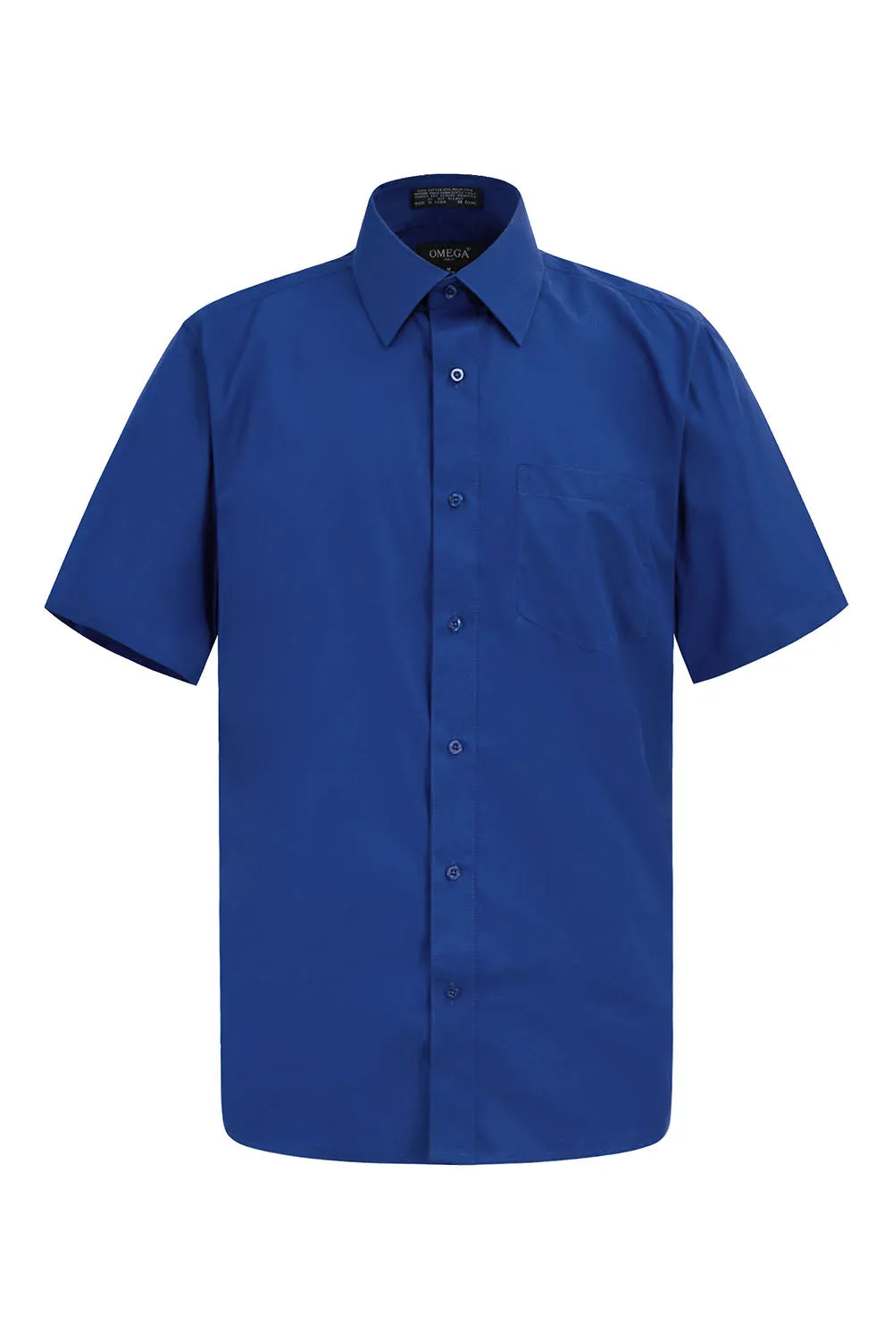 Men's Regular Fit Short Sleeve Solid Color Dress Shirts (Navy)