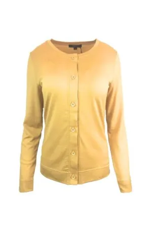 MERINO BUTTON CARDIGAN WOMENS LONG SLEEVE BUTTERCUP