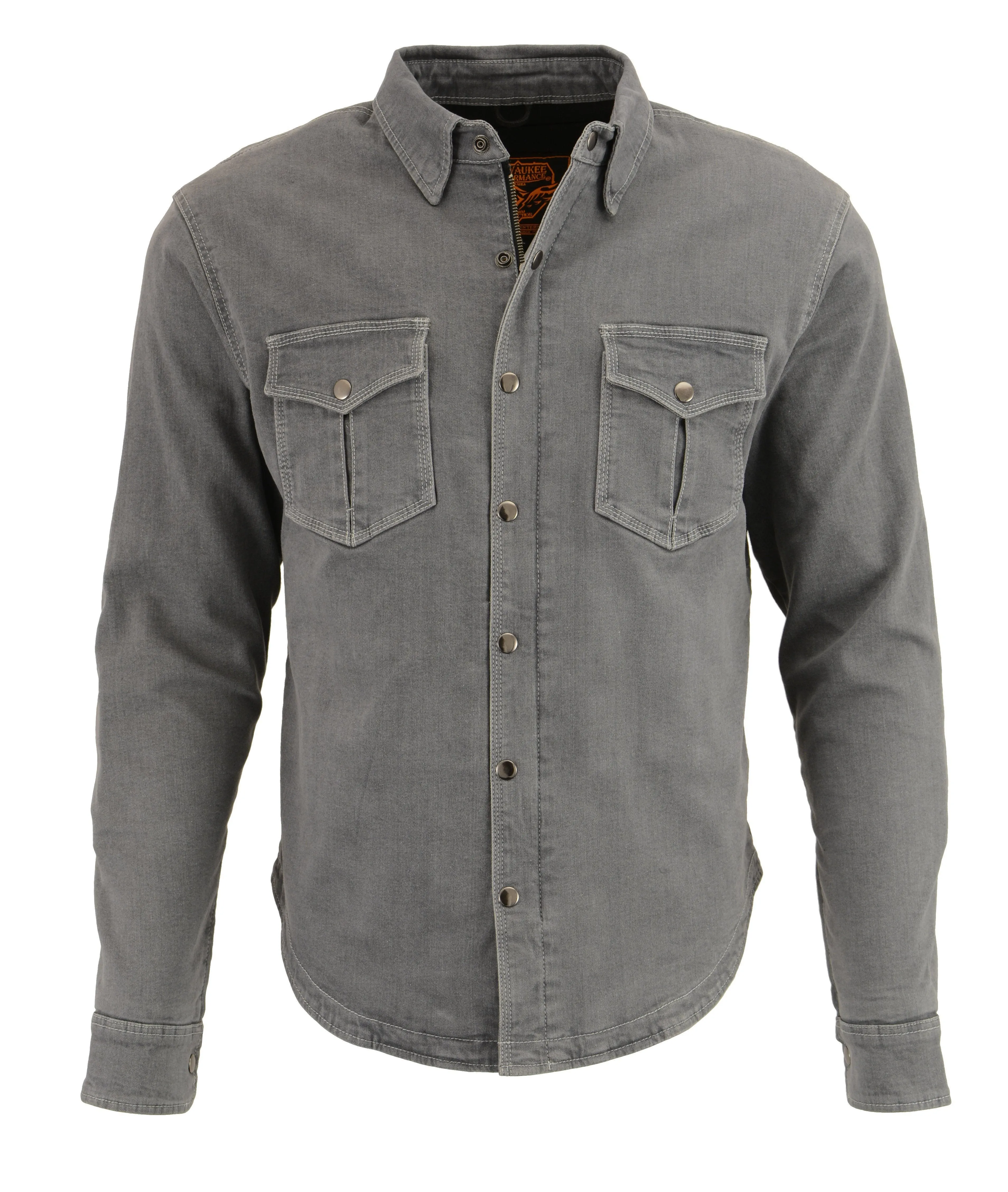 Milwaukee Performance-MPM1621-Men's Grey Armored Denim Biker Shirt w/ Aramid® by DuPont™ Fibers