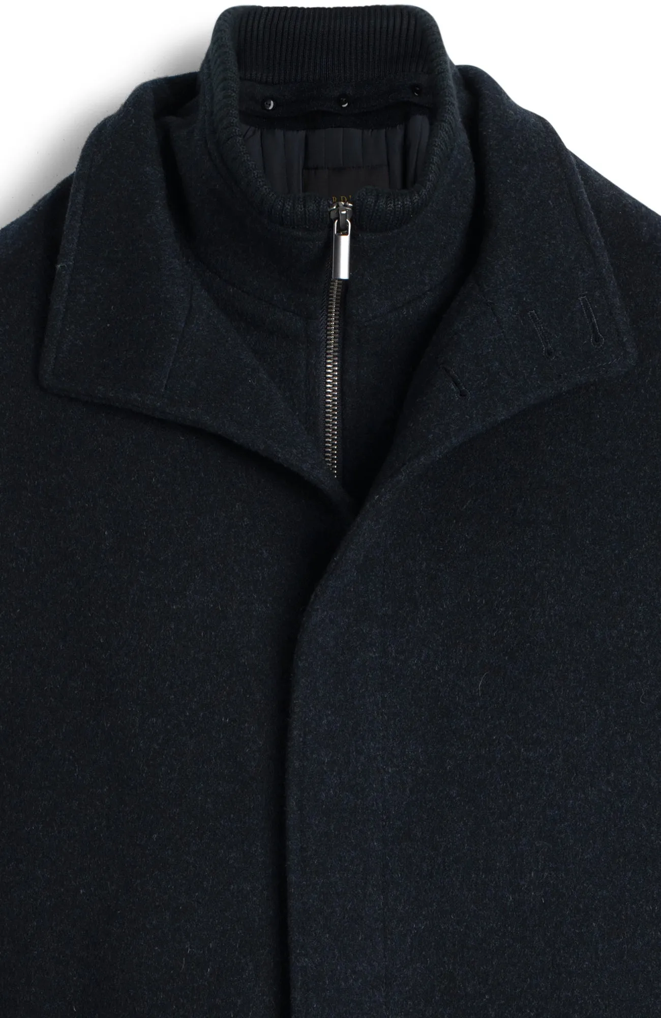 MONT-ROYAL NAVY MELANGE WOOL & CASHMERE CAR COAT