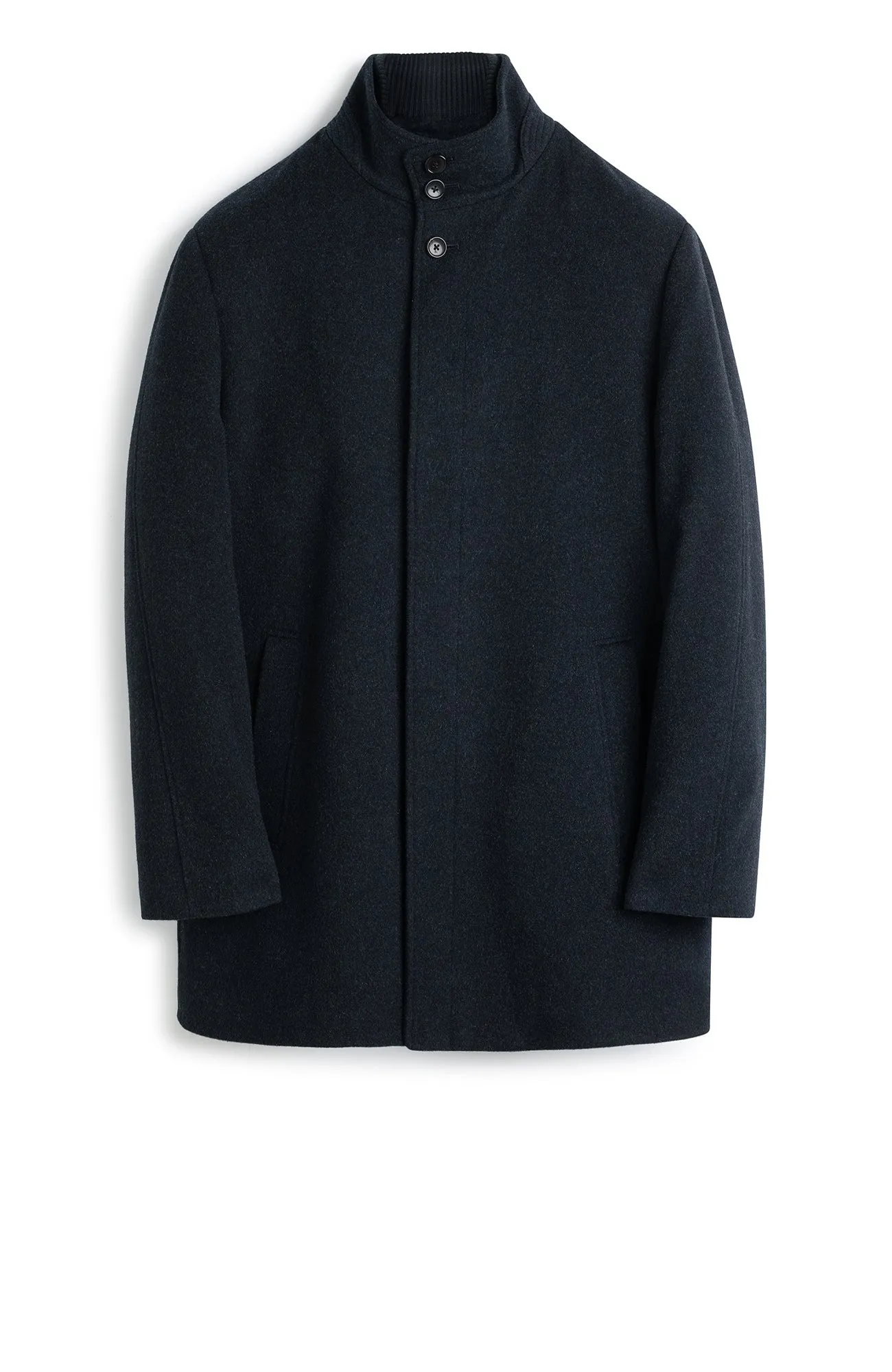 MONT-ROYAL NAVY MELANGE WOOL & CASHMERE CAR COAT