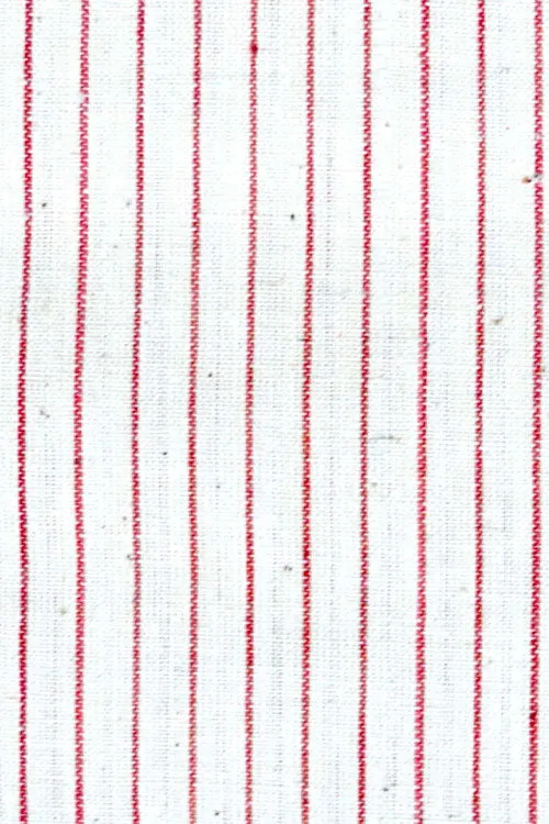 Moralfibre 100% Cotton Handspun Handwoven Light Cream & Red Stripe Fabric