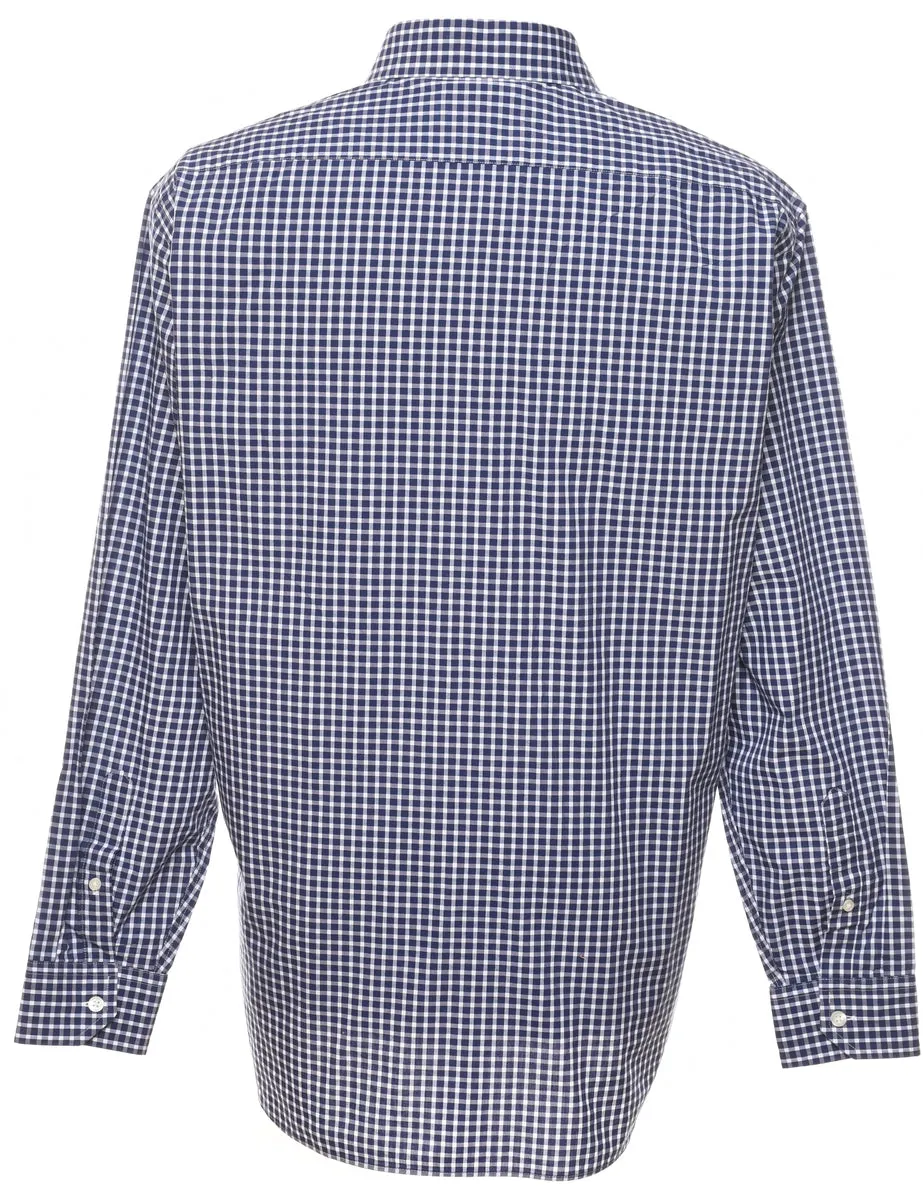 Nautica Navy & White Gingham Shirt - XL