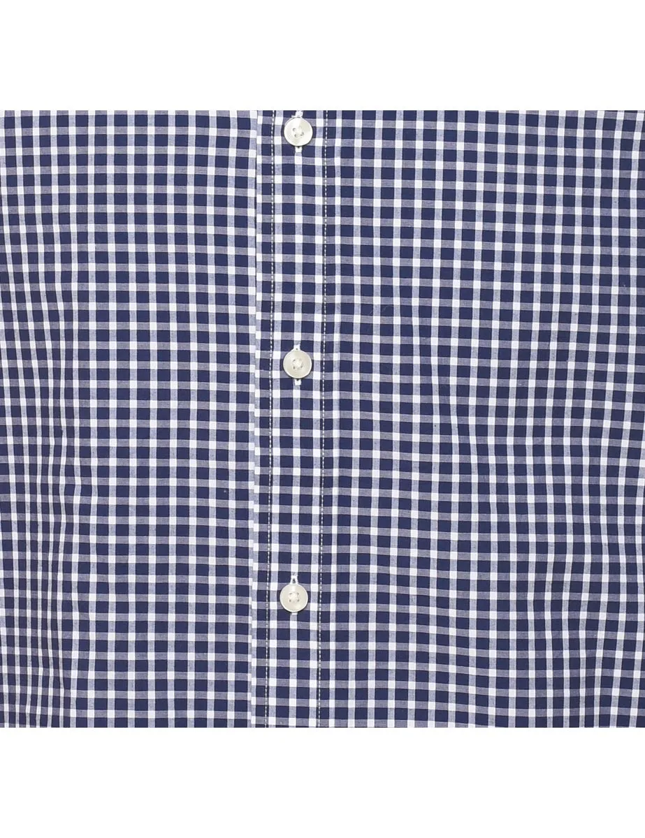 Nautica Navy & White Gingham Shirt - XL