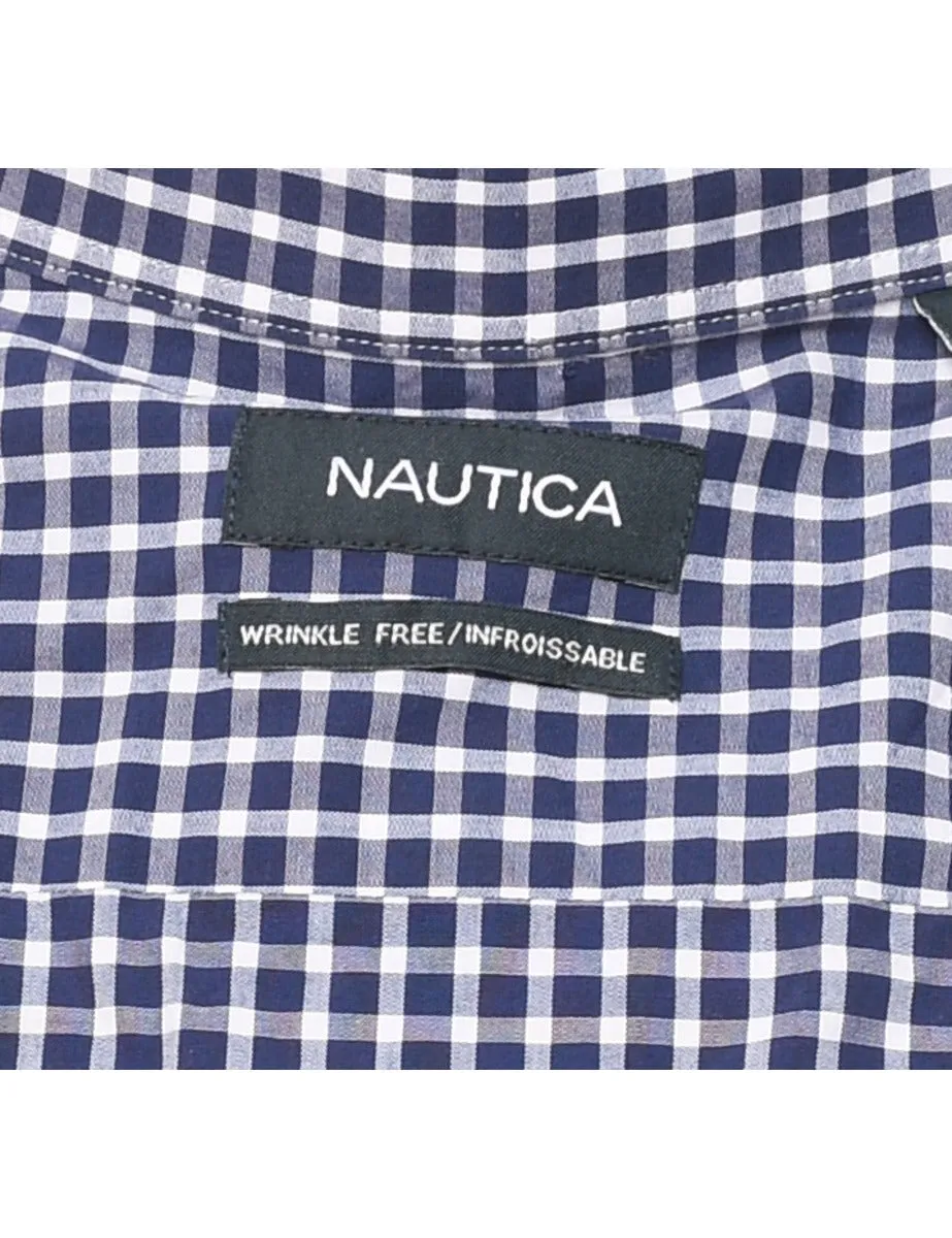 Nautica Navy & White Gingham Shirt - XL