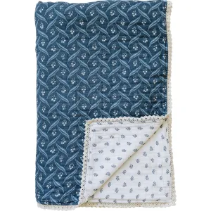 Navy Berry   Cream Berry Lace Twin Muslin Quilt