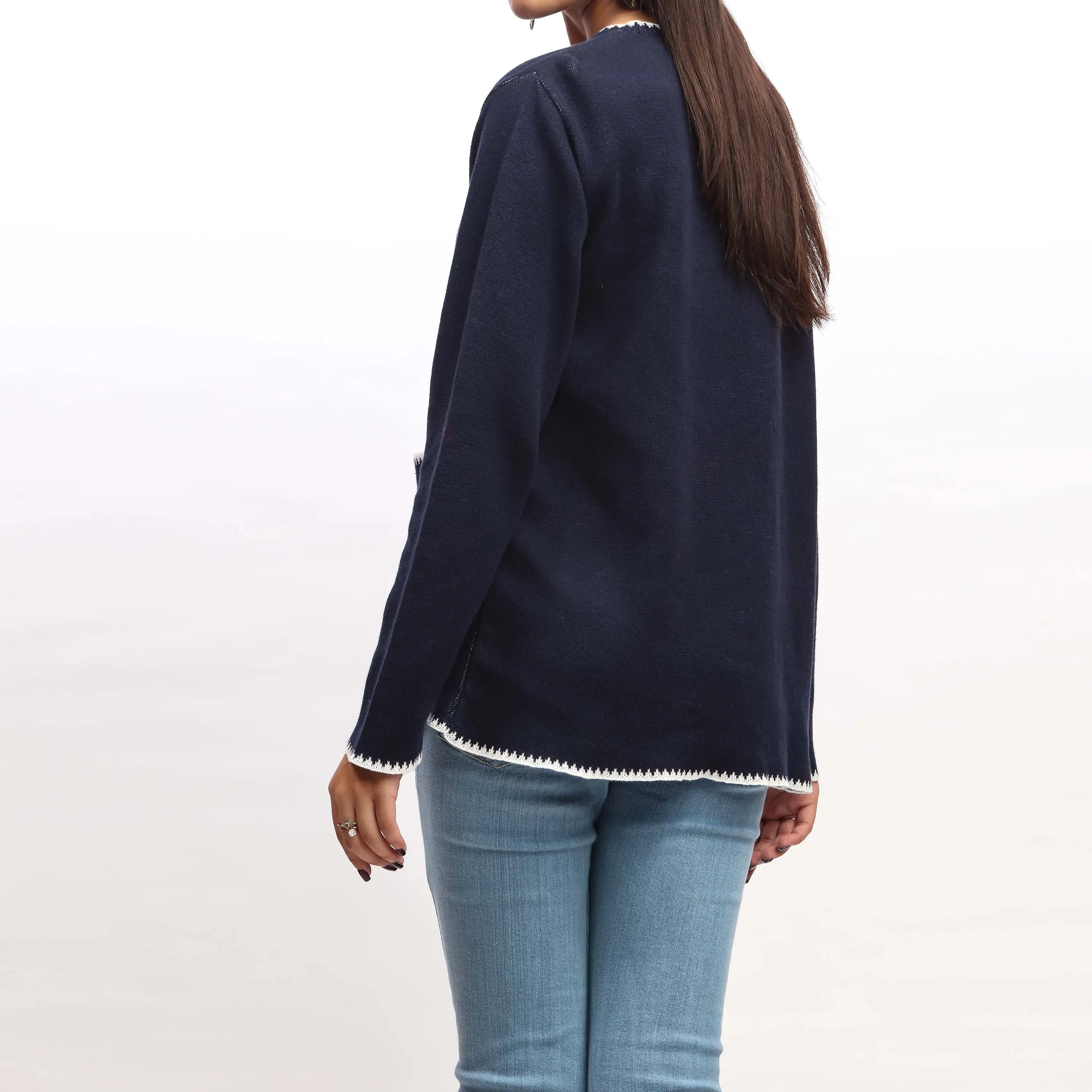 Navy Cotton Thread Sweater PW4834