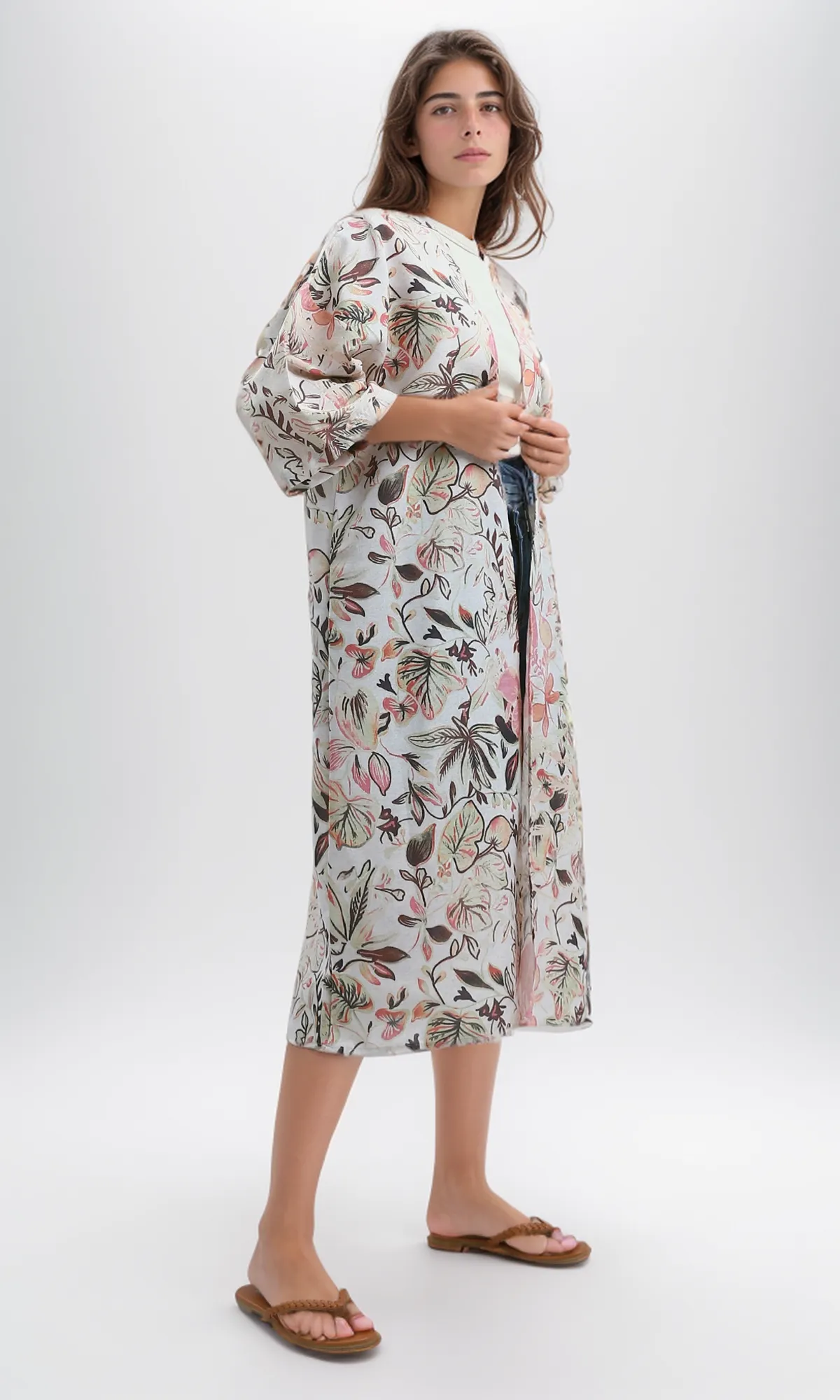 O193464 Trendy Pattern Slip On Multicolour Summer Kimono