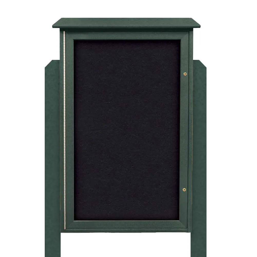 Outdoor Message Center Cork Board 26 x 42 with Posts | Eco-Design, Single Door, LEFT Hinged Info Board