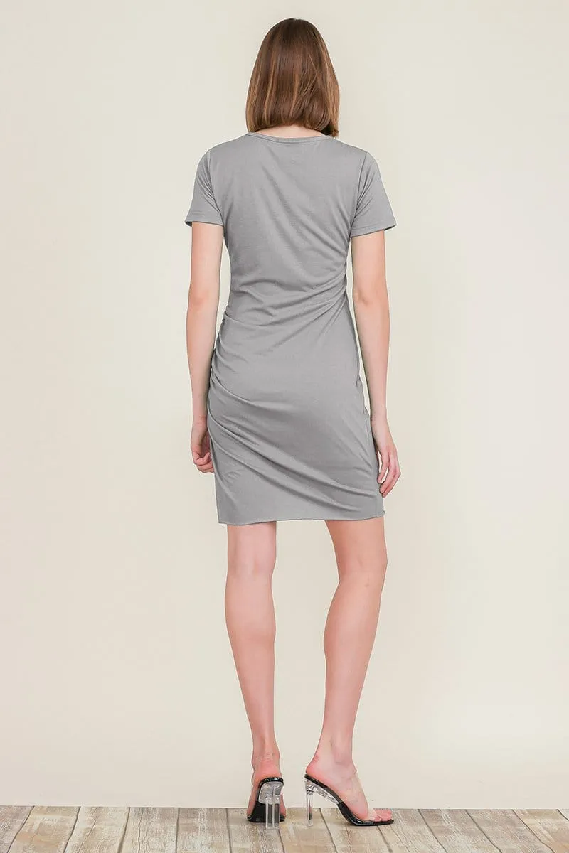 Ruched Dress Bodycon with Side Shirring T-Shirt Mini Dress Sundress