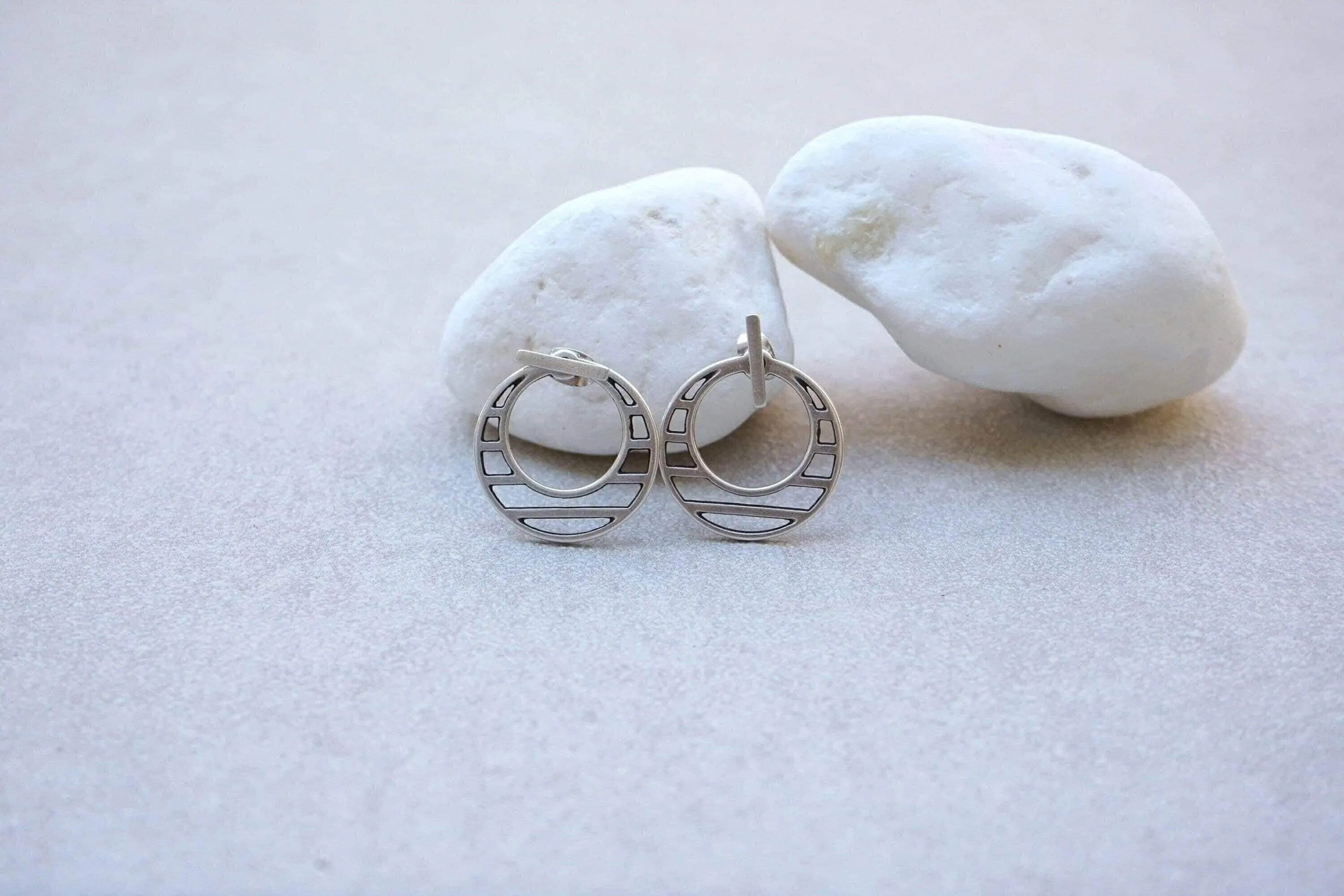 Silver Hollow Round Circle Ear Jackets