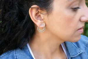 Silver Hollow Round Circle Ear Jackets