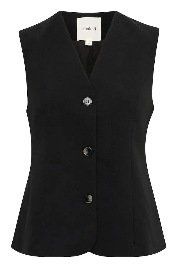 Soaked Womens Eureka Waistcoat Black