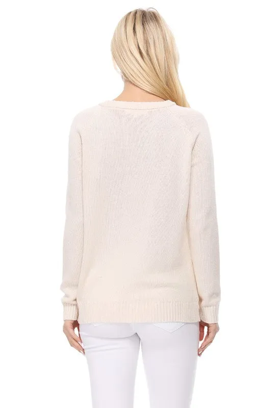 Star Jacquard Round Neck Pullover Sweater available in 3 colors