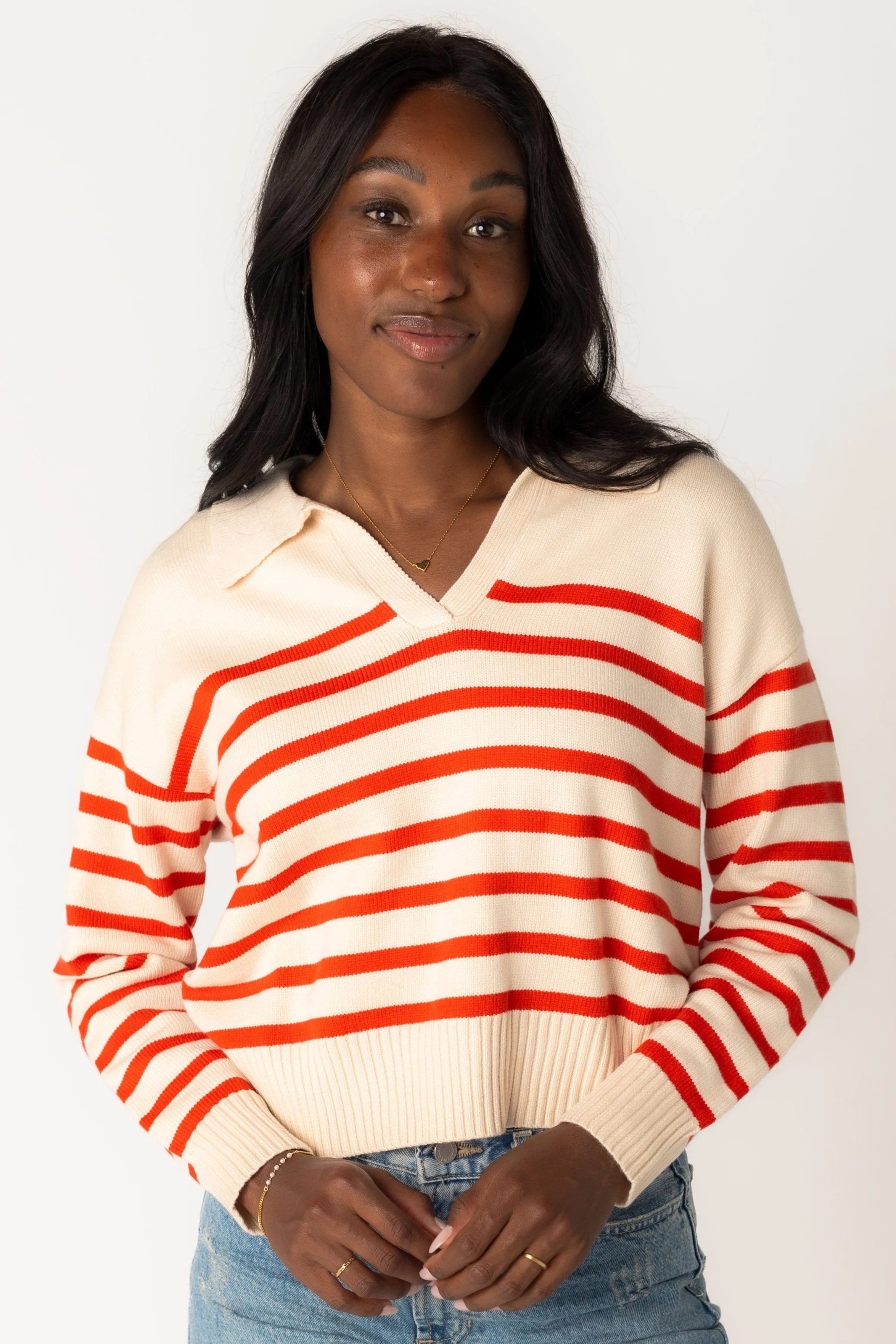 Striped Collared Sweater