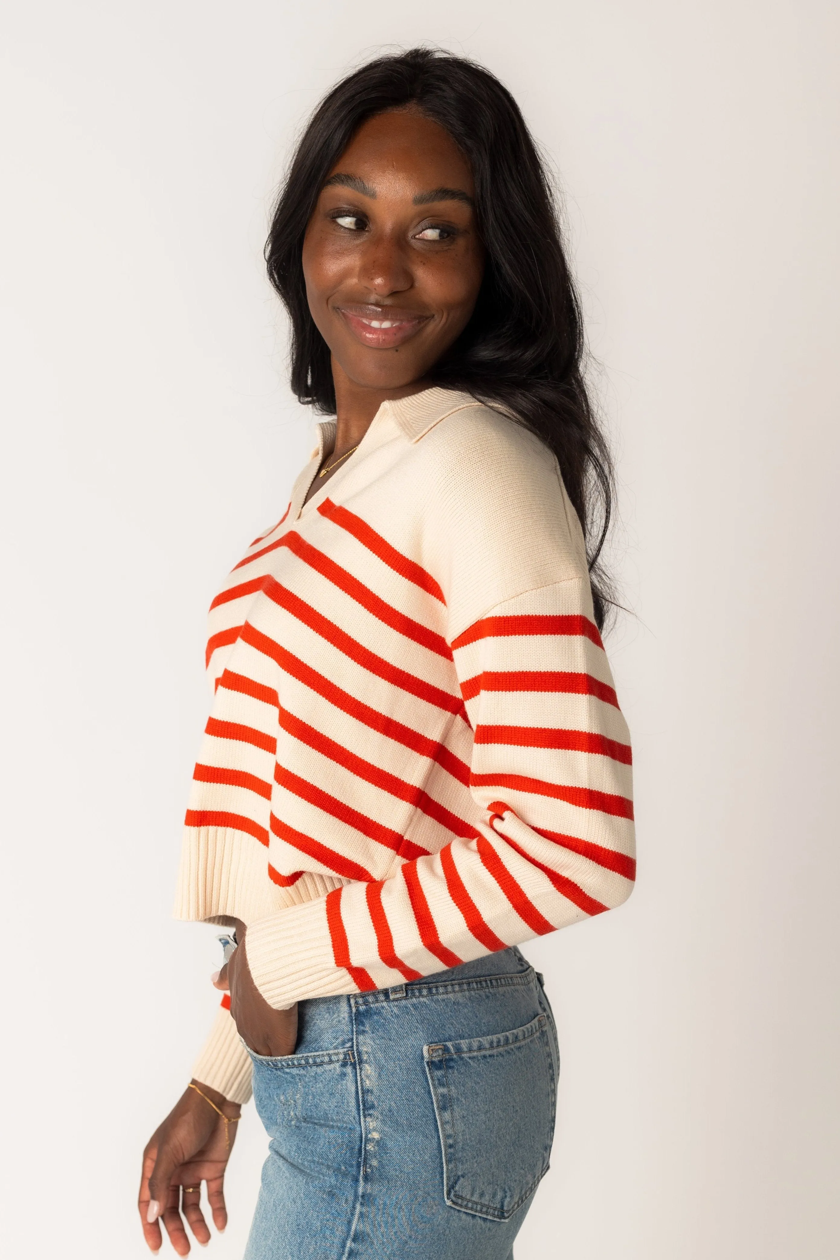 Striped Collared Sweater