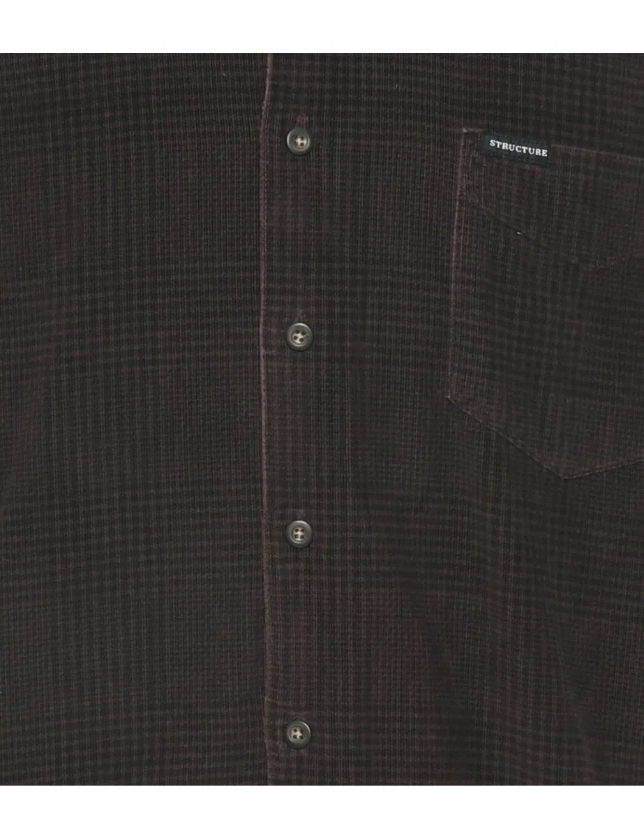 Structure Corduroy Checked Shirt - S