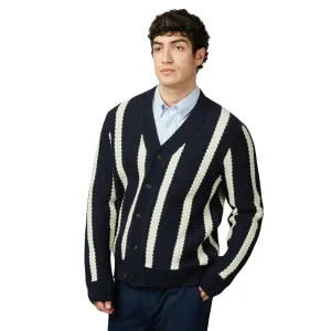 Textured Navy Stripe Cardigan