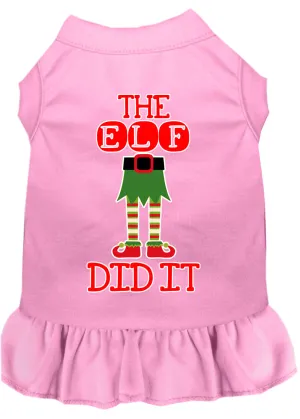 The Elf Did It Screen Print Dog Dress Light Pink Sm