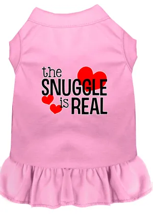 The Snuggle Is Real Screen Print Dog Dress Light Pink 4x