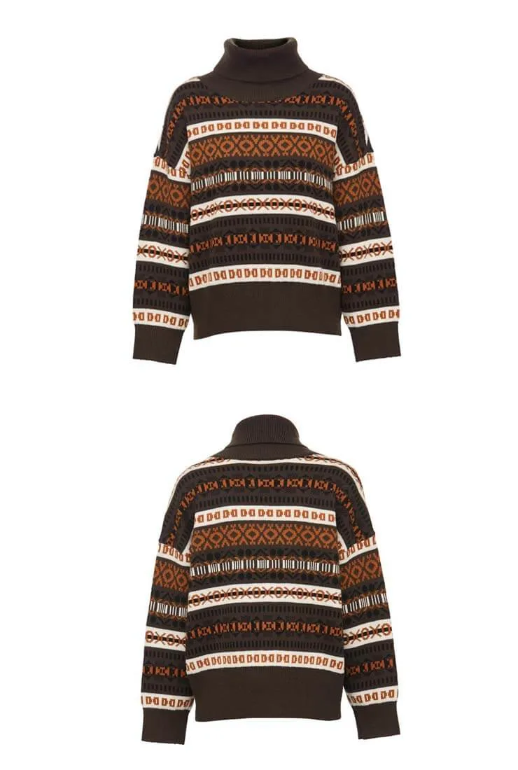 Turtleneck Printed Pattern Pullovers Sweater