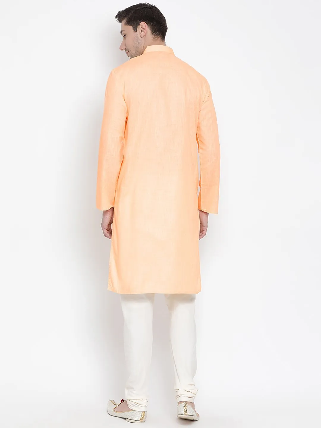 VASTRAMAY Beige Cotton Kurta and Pyjama