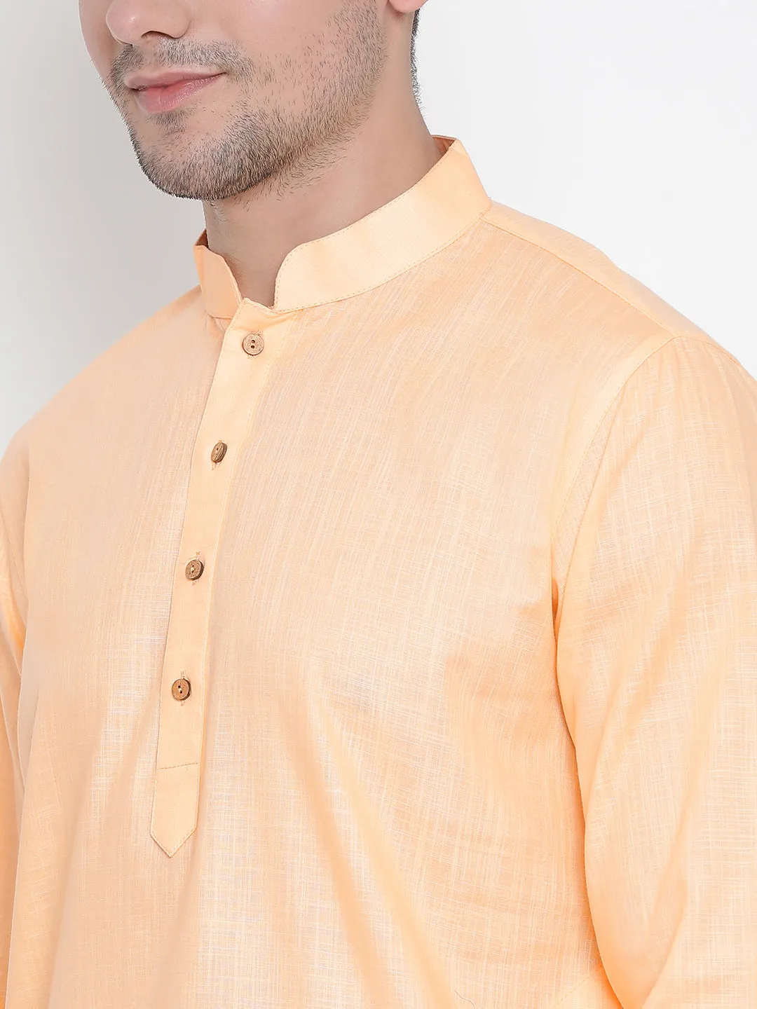 VASTRAMAY Beige Cotton Kurta and Pyjama