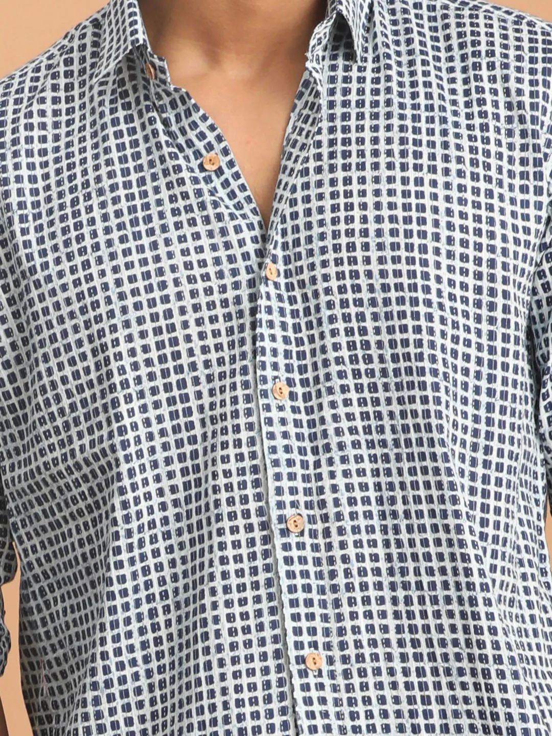 Vastramay Blue Check Box Printed Shirt