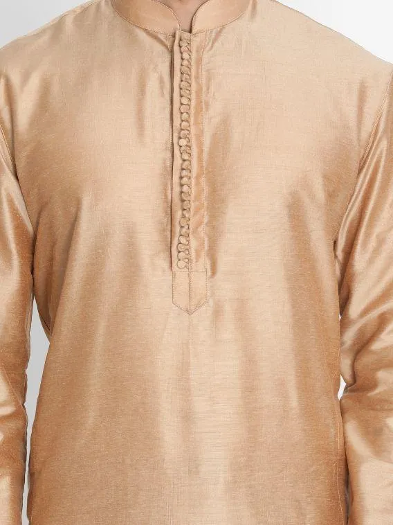 VASTRAMAY Gold Cotton Silk Kurta Churidar Set