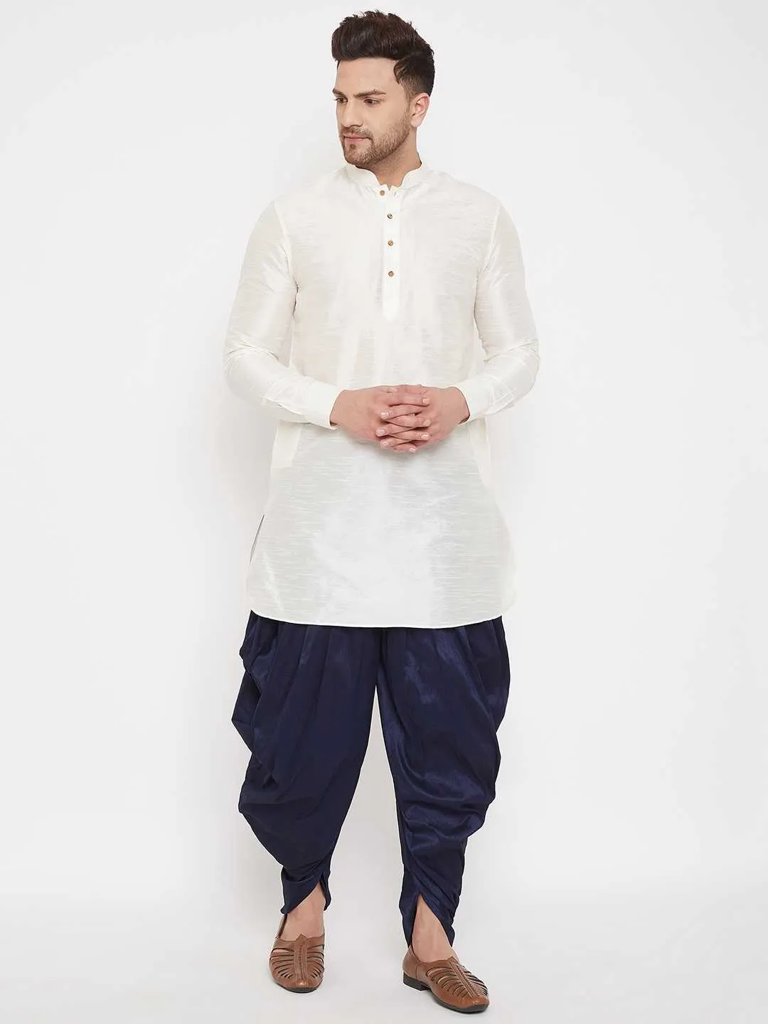 VM BY Vastramay Men's Navy Blue Dhoti Pants