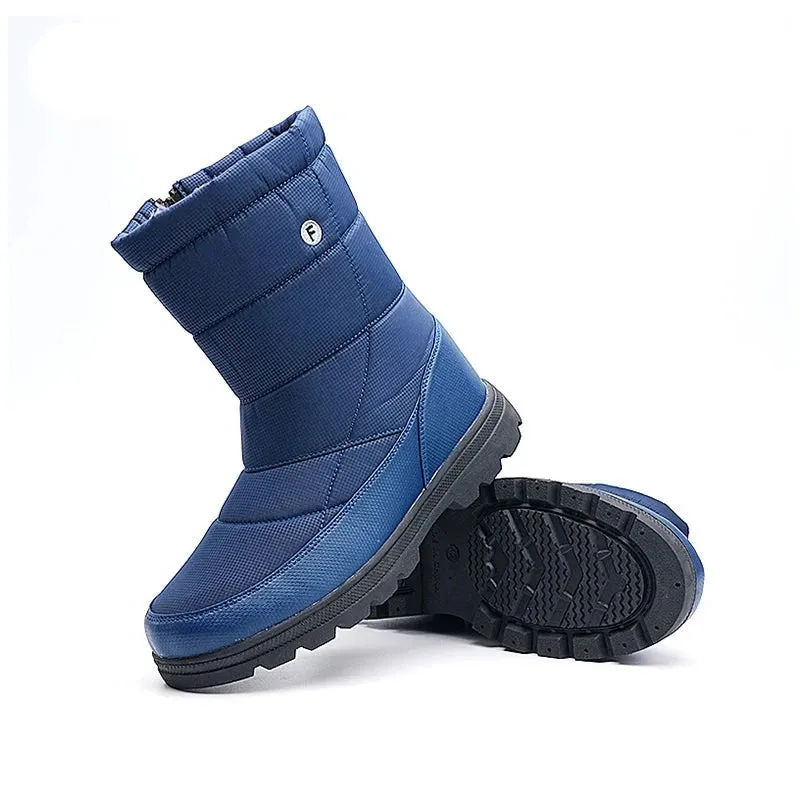 Winter Men Boots Plus Size 36-46 Casual Unisex Mid Calf Boots Waterproof Comfortable Non-Slip Warm Fur Men Snow Boots